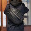 LEATHER ZIP CAPSULE BAG black